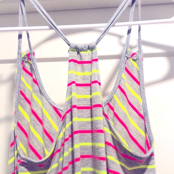 [Maurices] Neon Pink/Yellow Striped Racerback Mini Dress - Women's Size Medium - Picture 10 of 12